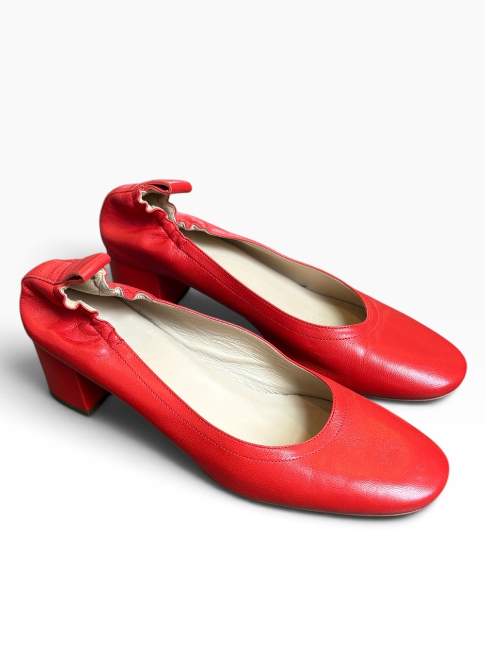 Everlane The Day Heel Pumps Women's 9 Red Low Block Heel Made in Italy
